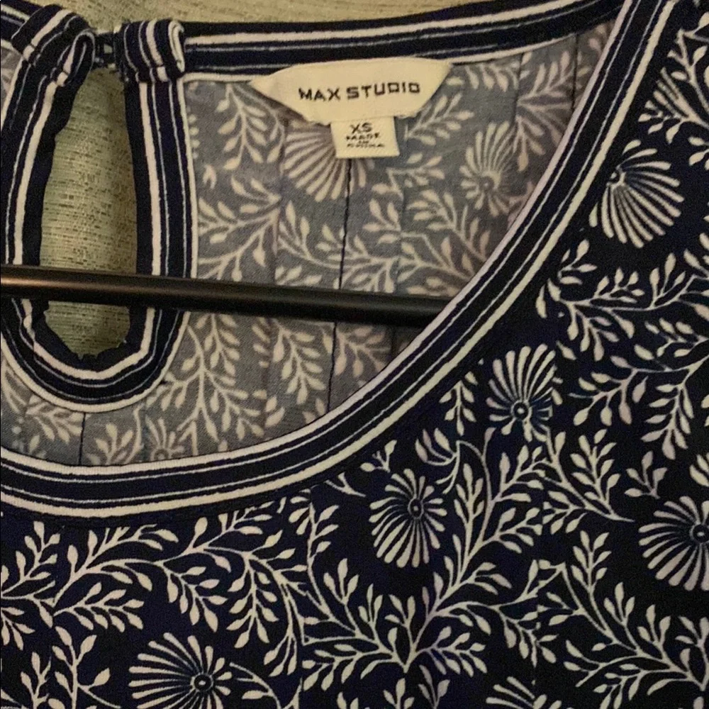 Max Studio Navy Blue and White A-Line Midi Dress - Picture 3 of 3